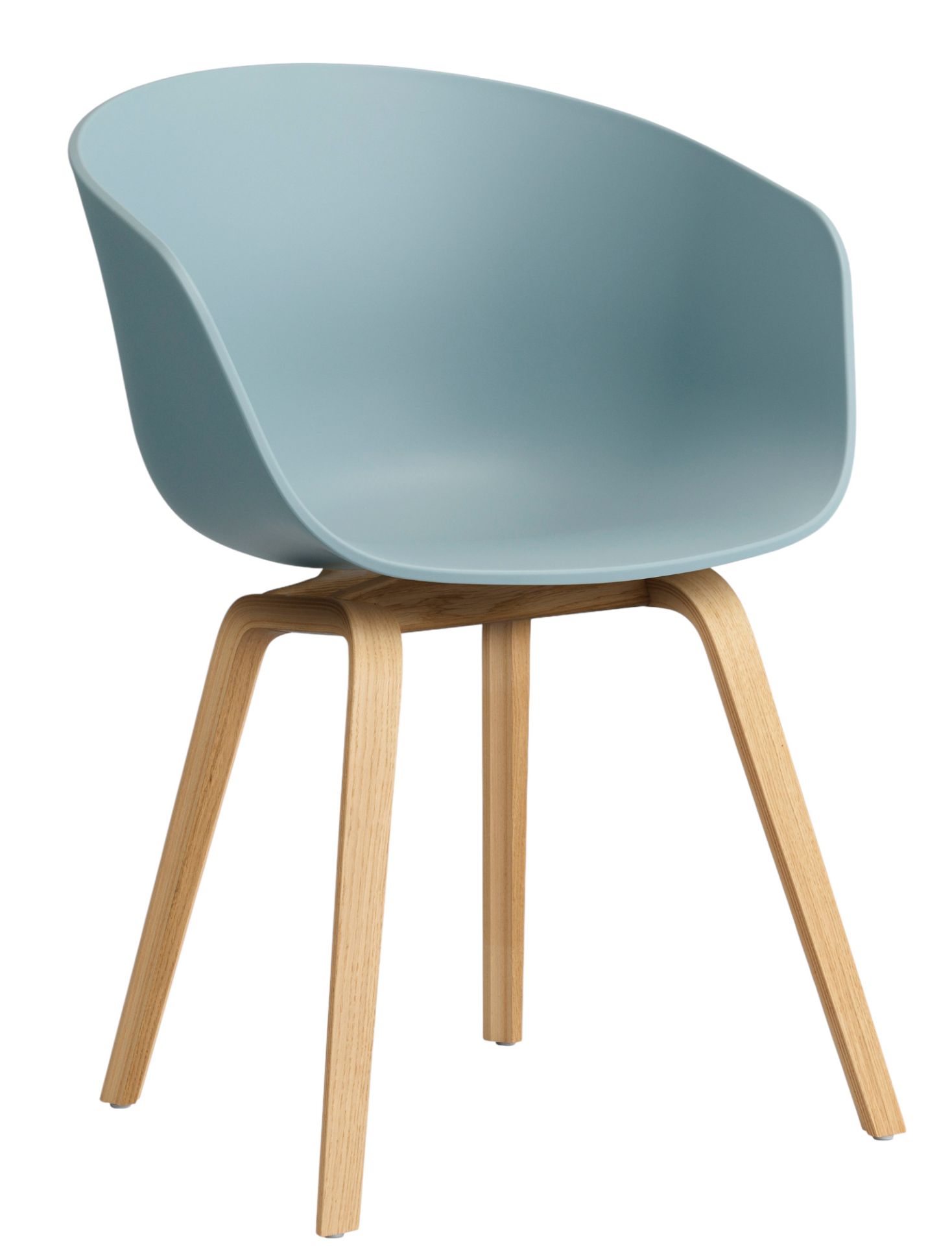 About A Chair AAC22 Stuhl in Dusty Blue mit Eiche Gestell, moderne Sitzmöbel.